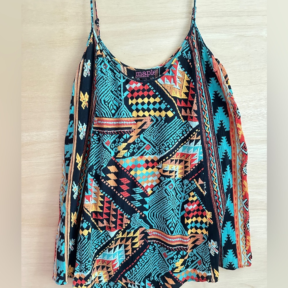 Maple Anthropologie Bohemian spaghetti strap‎ tank